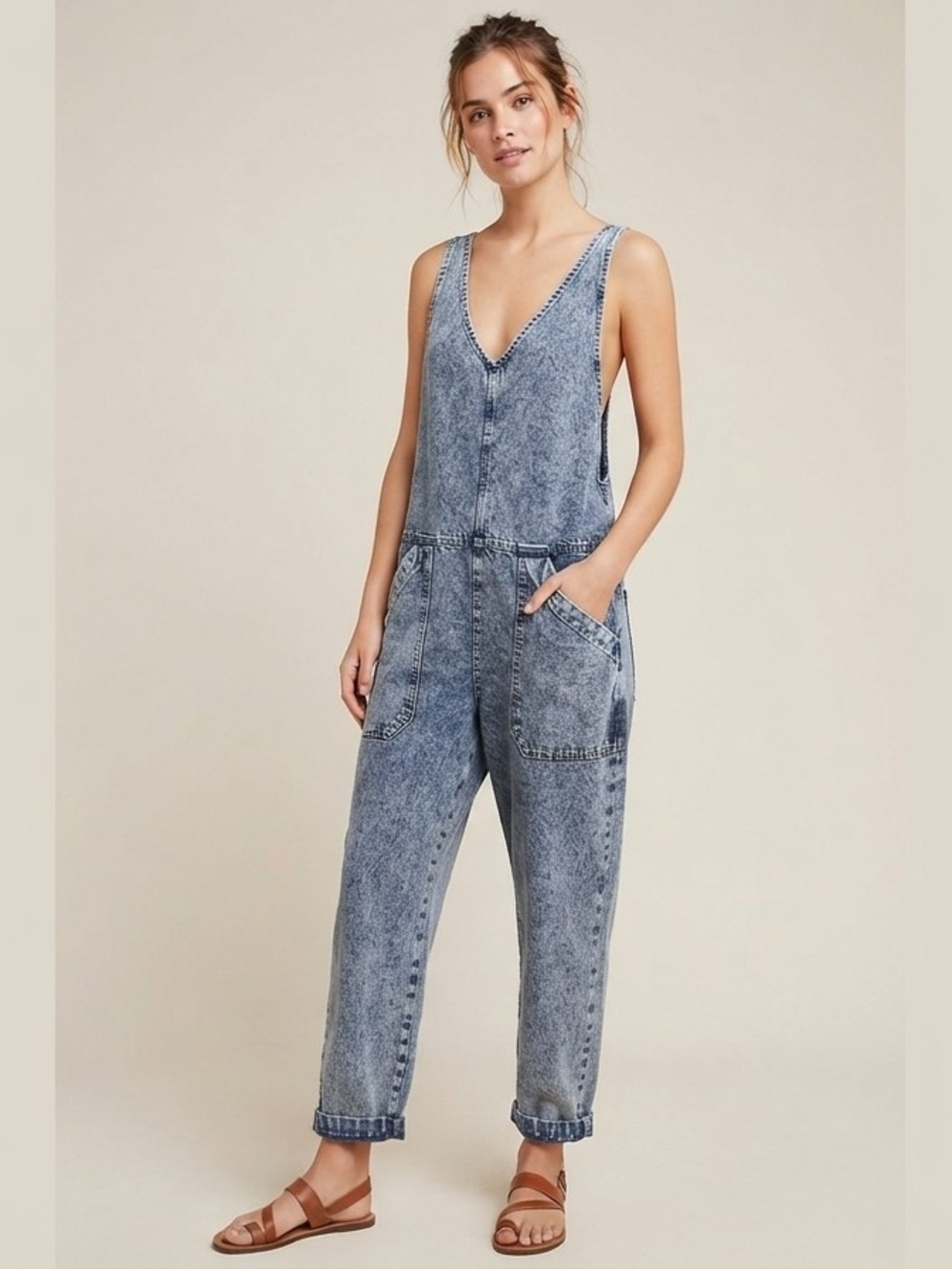 Free People We The Free High Roller Denim Overalls XS